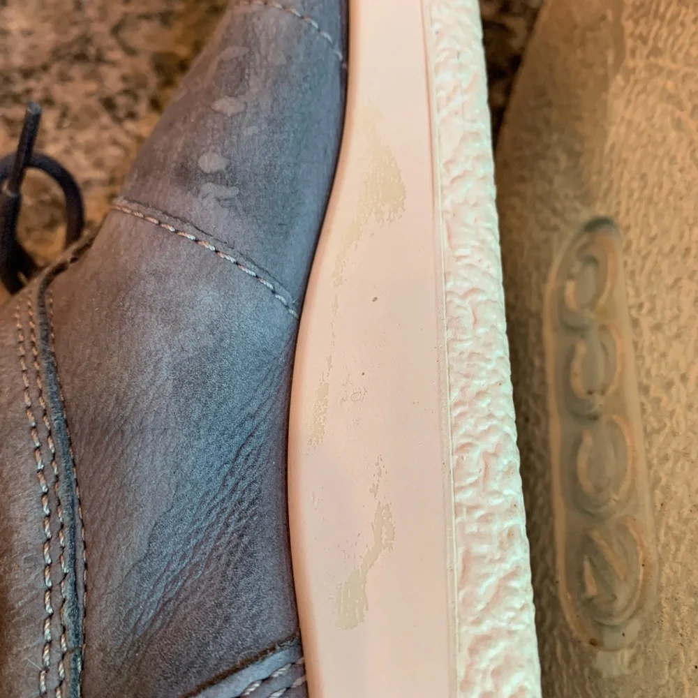 Ecco Soft 1 Retro Blue Leather Sneakers Size 8